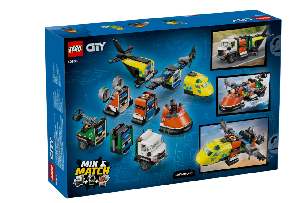 Конструктор Lego Самолёт, служебный грузовик и катер на воздушной подушке City 60505 купить,56634