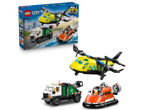 Конструктор Lego Самолёт, служебный грузовик и катер на воздушной подушке City 60505