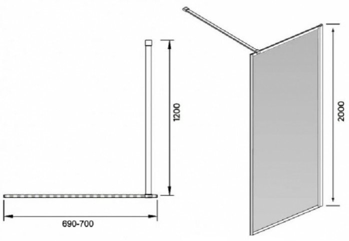 Перегородка душевая Veconi KR-81GC KR81GC-70-09-C4 70х200см золото
