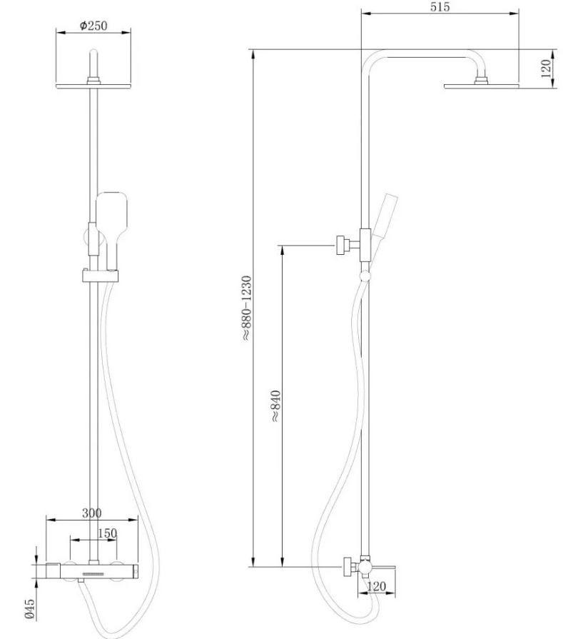 Стойка душевая Abber Emotion AF8816G 123см золото