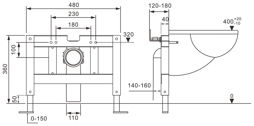 Инсталляция ABBER AC0101P 48х36см черный
