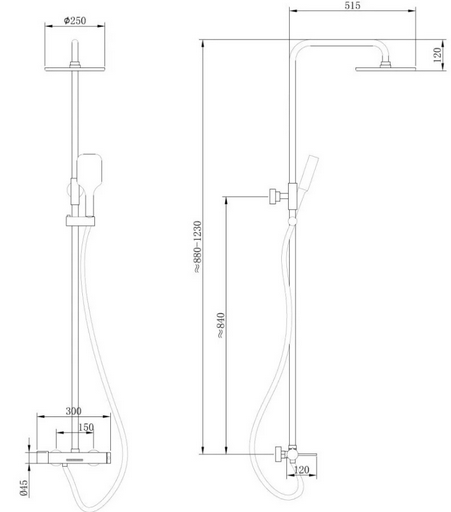 Стойка душевая Abber Emotion AF8816G 123см золото