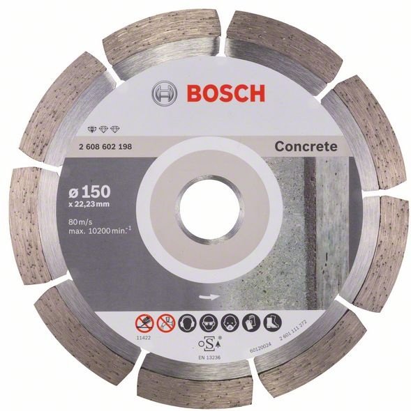 Диск отрезной алмазный 150x22.23х2 мм, Bosch Professional for Concrete 2608602198