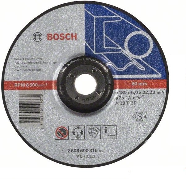 Диск отрезной абразивный 180x22х6 мм, Bosch 2608600315