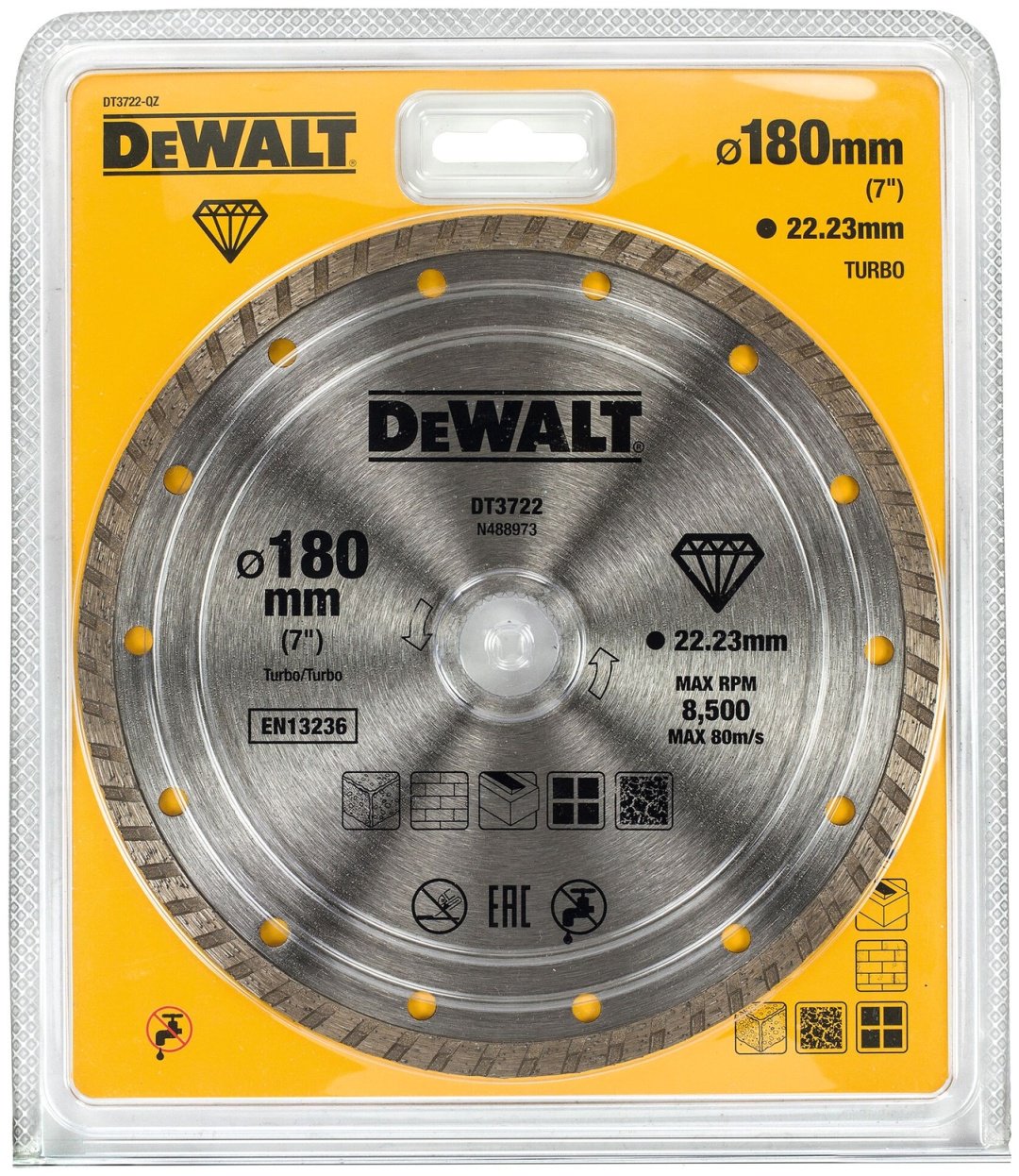 Диск отрезной алмазный 180x22.2х7 мм, DeWALT DT3722-QZ