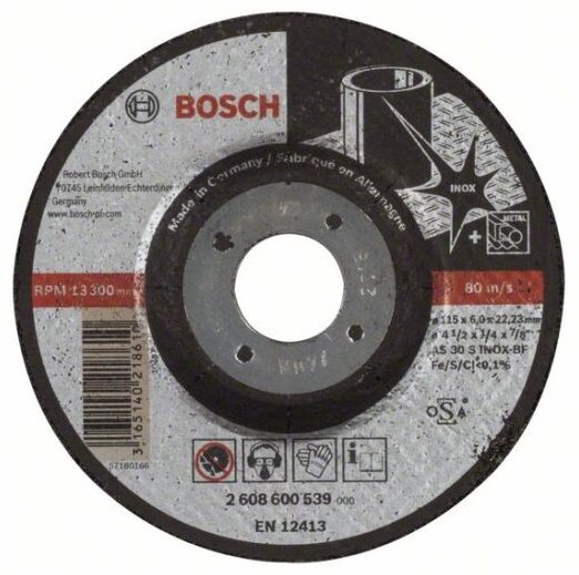 Диск отрезной абразивный 115x22х6 мм, Bosch 2608600539