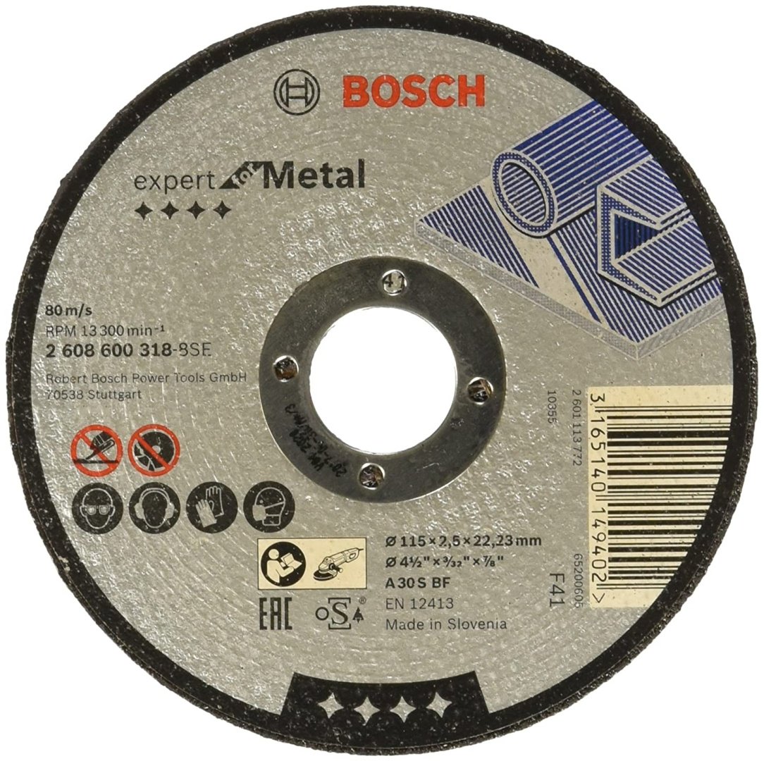 Диск отрезной абразивный 115x22х2.5 мм, Bosch 2608600318