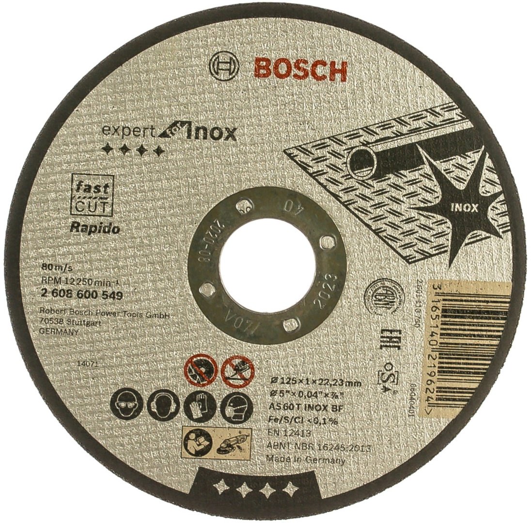 Диск отрезной абразивный 125x22.2х1 мм, Bosch 2608600549