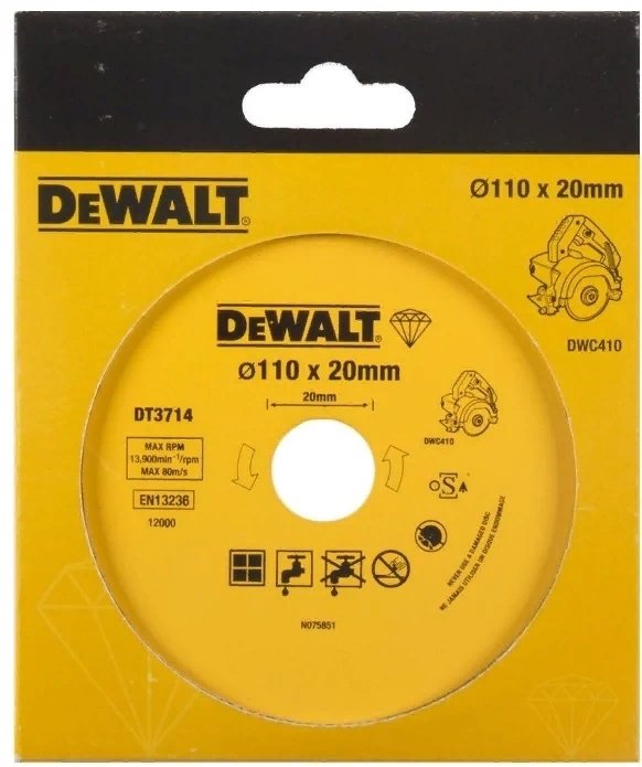 Диск отрезной алмазный 110x20х1.6 мм, DeWALT DT3714