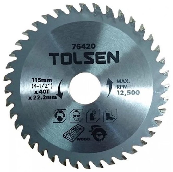 Пильный диск по дереву TOLSEN 76420, 115x22.2 мм, 42Т