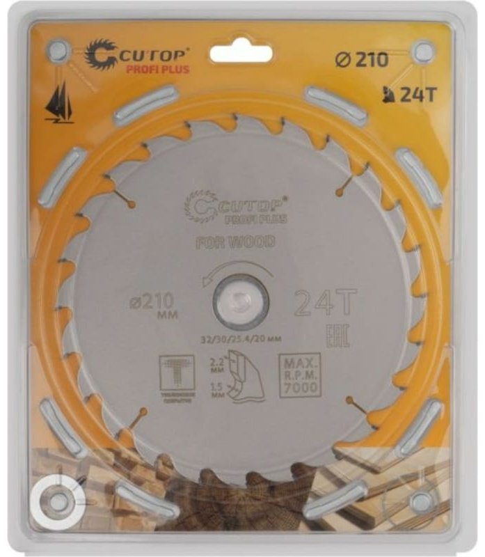 Пильный диск по дереву CUTOP 75-21024Т, 210x32 мм, 24Т