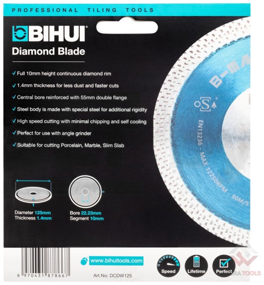 Диск отрезной алмазный 125x22.23х1.4 мм, BIHUI DCDW125 купить,NaN