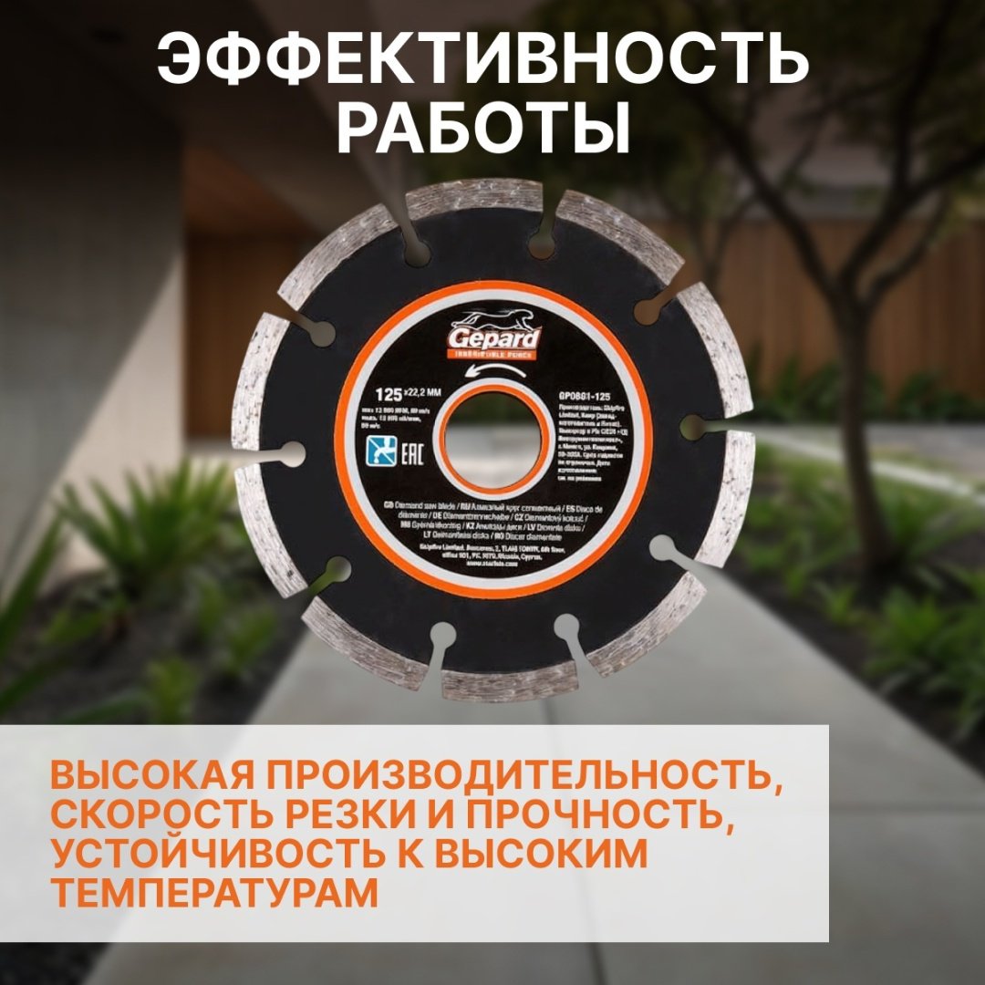 Диск отрезной алмазный 125x22.2х2.2 мм, Gepard GP0801-125