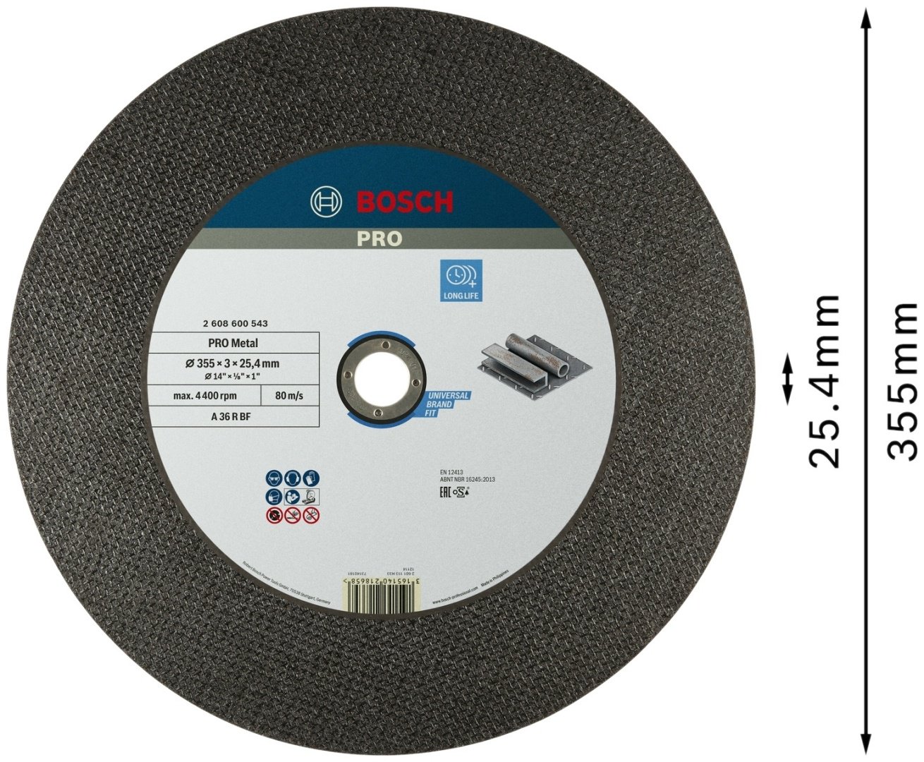 Диск отрезной алмазный 355x25.4х3 мм, Bosch 2608600543