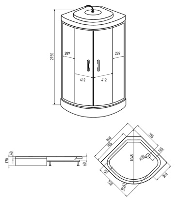 Душевая кабина Erlit ER3509P-C3-RUS 90x90x215см