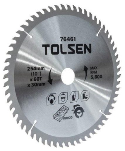 Пильный диск по дереву TOLSEN 76461, 254x30 мм, 60Т