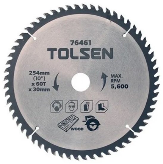 Пильный диск по дереву TOLSEN 76461, 254x30 мм, 60Т