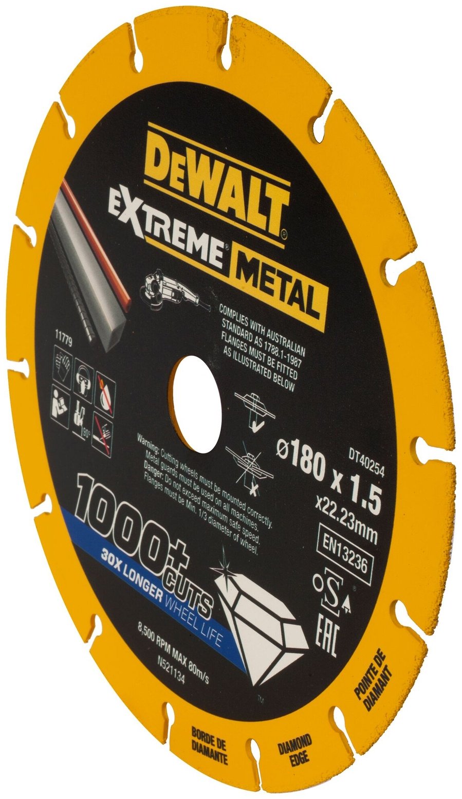 Диск отрезной алмазный 180x22.2х1.5 мм, DeWALT DT40254