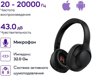 Наушники QCY H3 ANC черный купить,17990