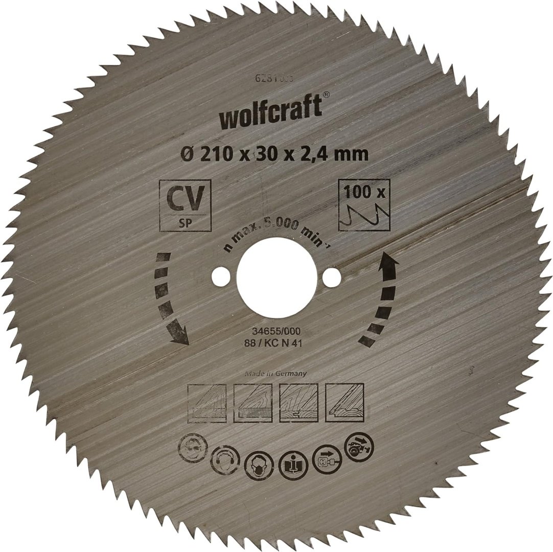 Пильный диск по дереву Wolfcraft 6281000, 210x20 мм, 100Т