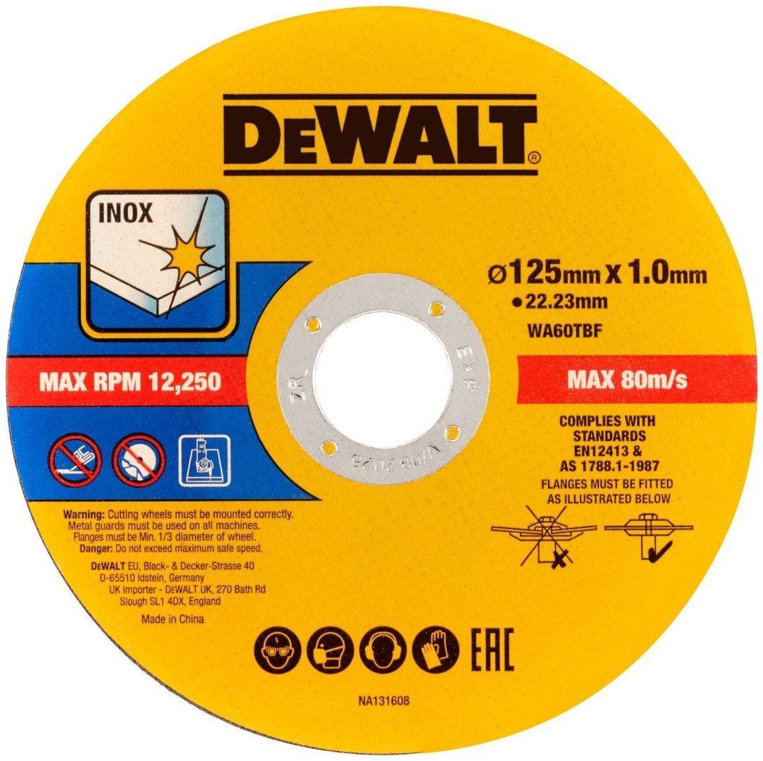 Диск отрезной по металлу 125x22.2х1 мм, DeWALT DT20594-QZ