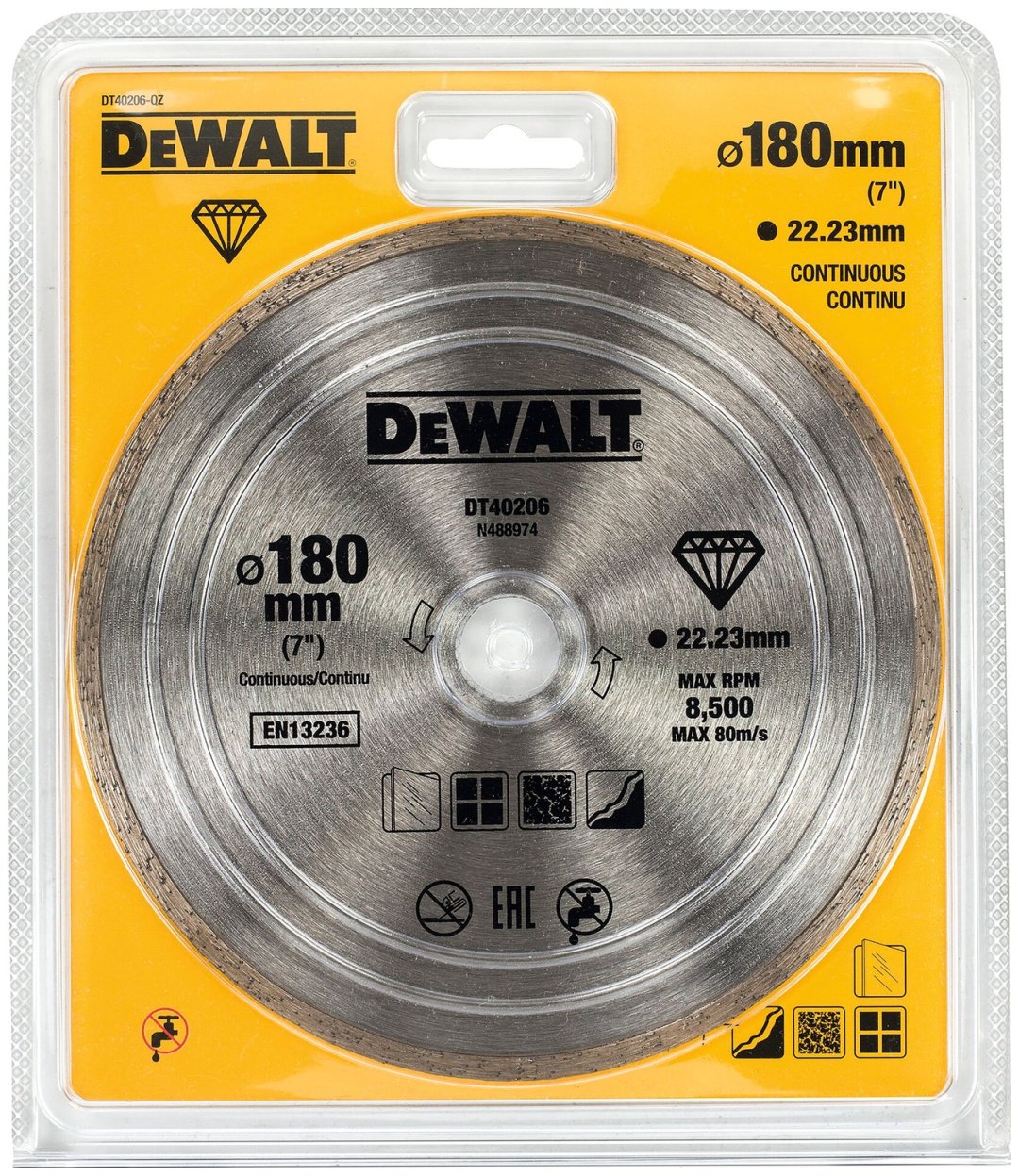 Диск отрезной алмазный 180x22.2х2.4 мм, DeWALT DT40206-QZ