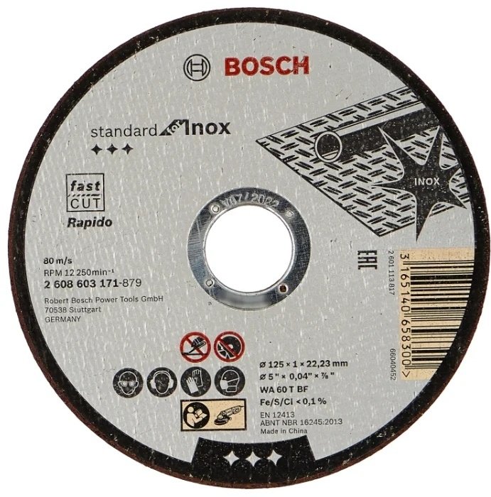 Диск отрезной абразивный 125x22.23х1 мм, Bosch Standard for Inox 2608603171