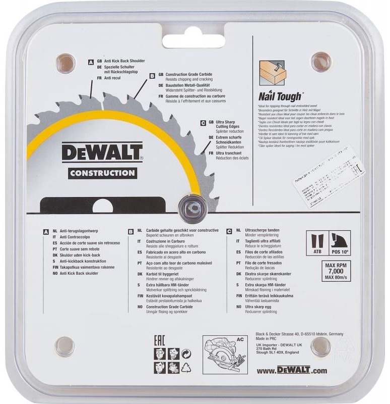 Пильный диск по дереву DeWALT DT1940, 184x16 мм, 30Т