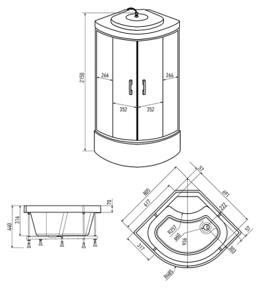 Душевая кабина Erlit ER3508TP-C4-RUS 80x80x215см