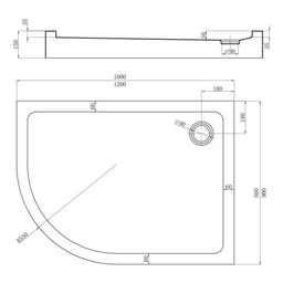 Душевой поддон Veconi TZ55L TZ55L-12090-C5 120x90x15см белый