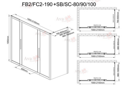 Душевой уголок AvaCan FB2 190-210 + SB100 MT 100х210х195см