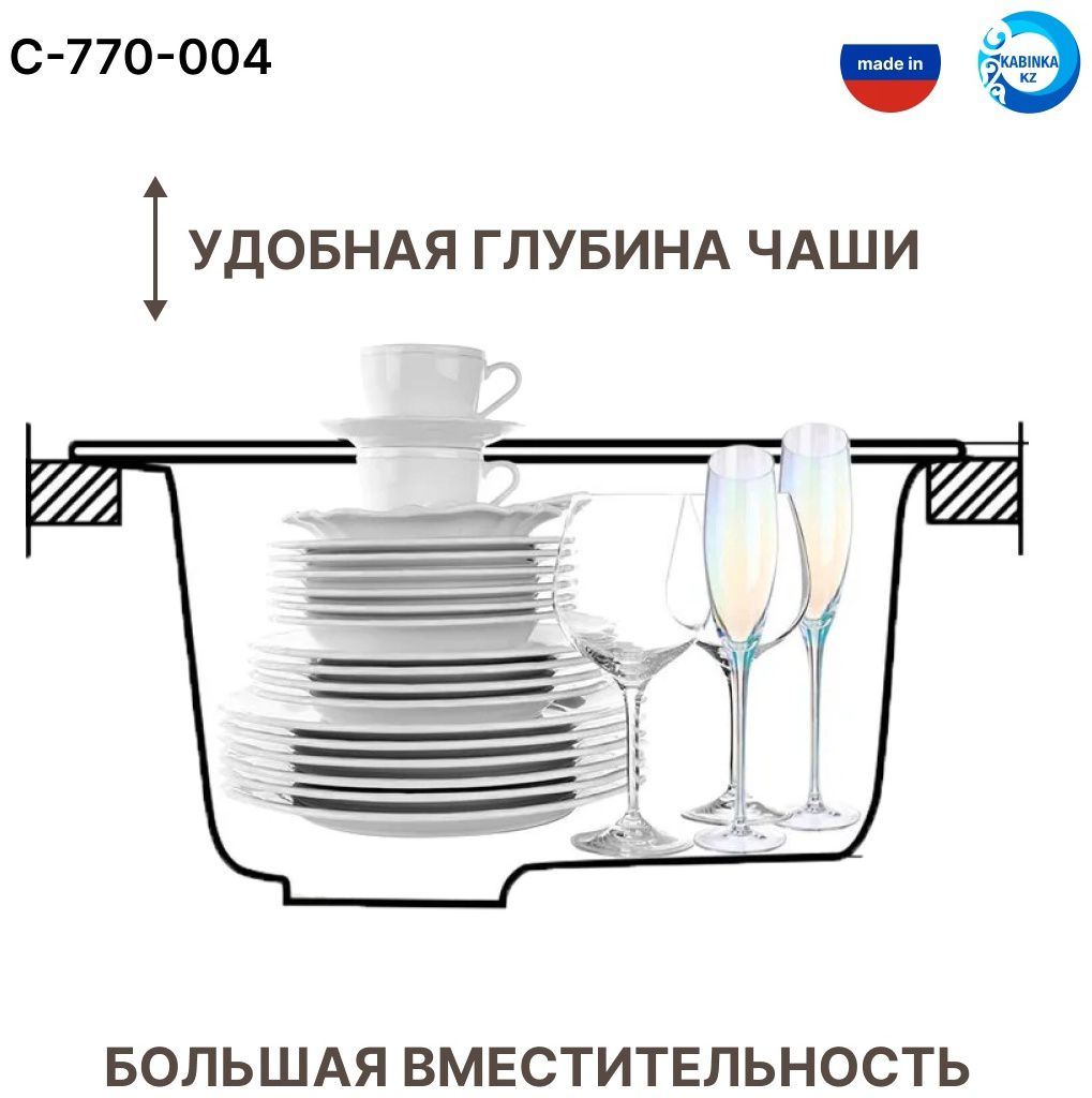 Мойка кухонная Cetus С-770-004 77х20х49см черный купить,NaN