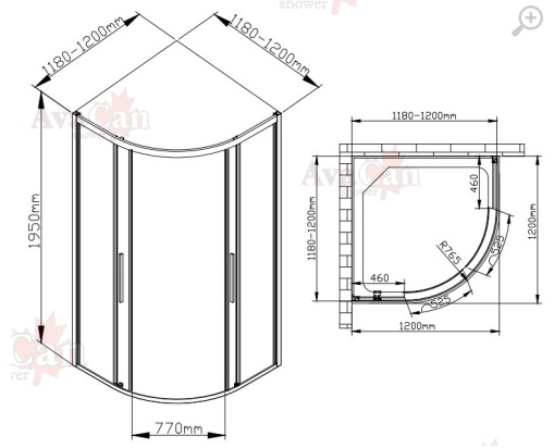 Душевой уголок AvaCan HC 120 MT 120х195см