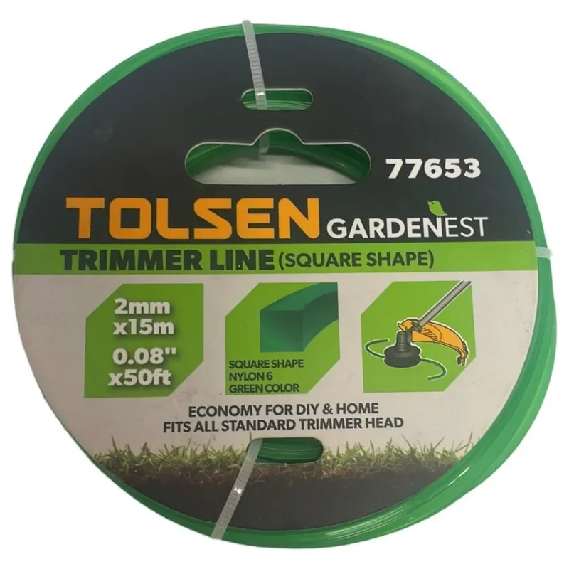Леска для триммера Tolsen 77653 15м зеленая купить,0