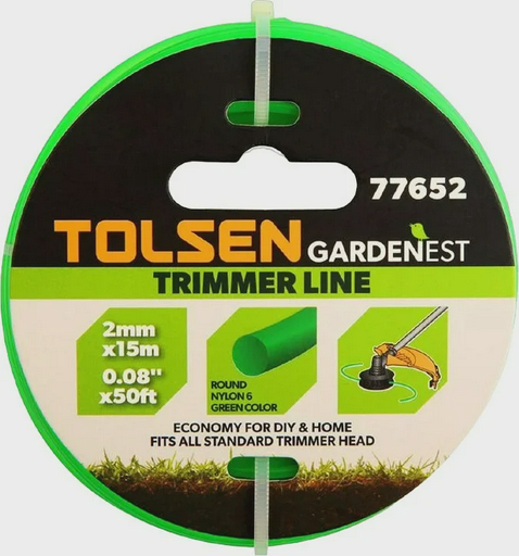 Леска для триммера Tolsen 77652 15м зеленая