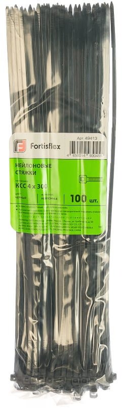 Кабельная стяжка Fortisflex 300х4 мм, нейлон 100 шт