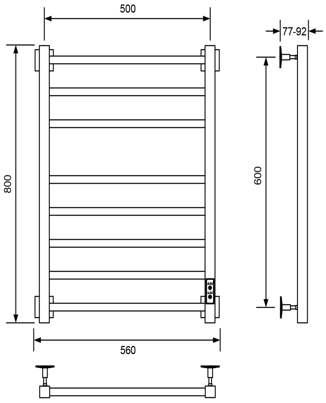 Полотенцесушитель Veconi Barro-B B8050CH-B 80x50см хром