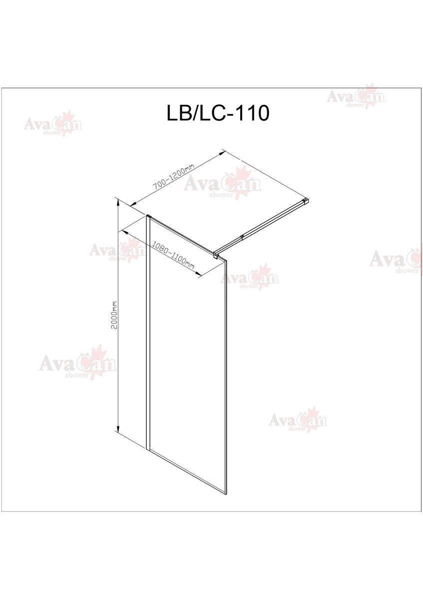 Душевая перегородка AvaCan LC 110 110х200см купить,221288