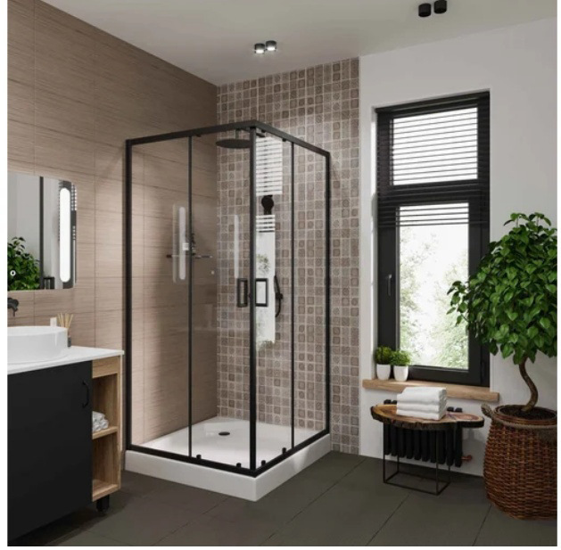 Душевое ограждение с поддоном Niagara NG-6888-08 Black 80x80x195см