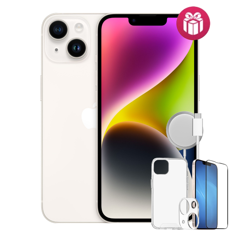Смартфон Apple iPhone 14 128GB Starlight + акция 4 подарка