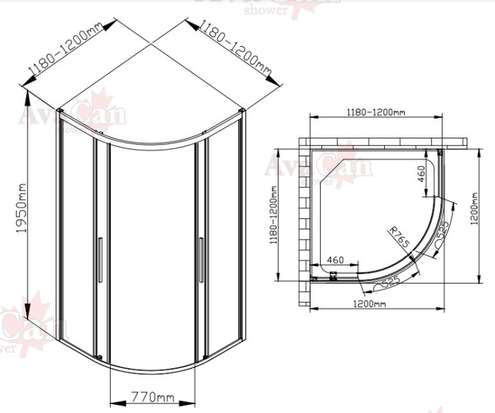 Душевой уголок AvaCan HB 120 MT 120х120х195см