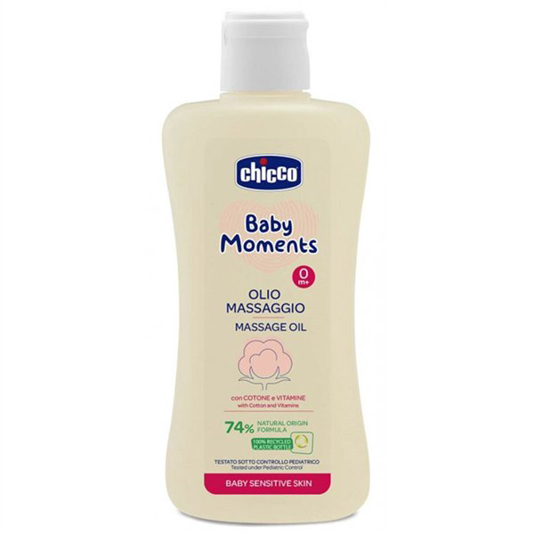 Масло массажное Chicco Baby moments с экстрактом хлопка и витамином Е  200мл купить,NaN