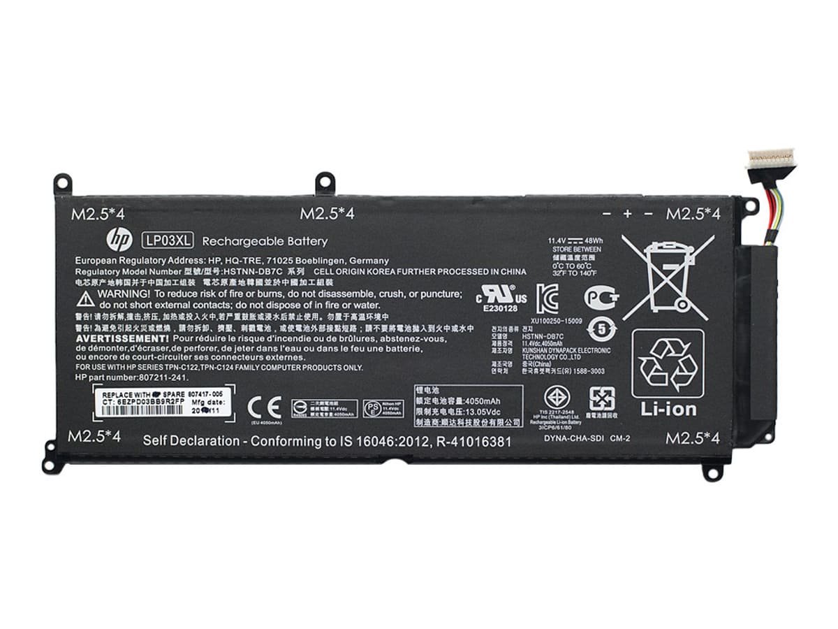 Аккумулятор LP03XL для ноутбука HP 11.4V 48Wh 4200 mAh