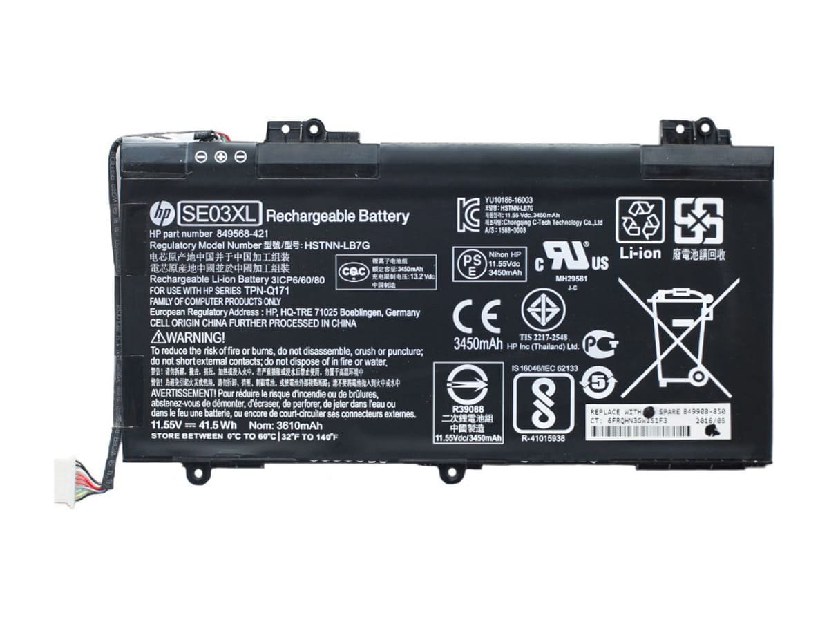 Аккумулятор SE03XL для ноутбука HP 11.55V 42Wh 3800 mAh