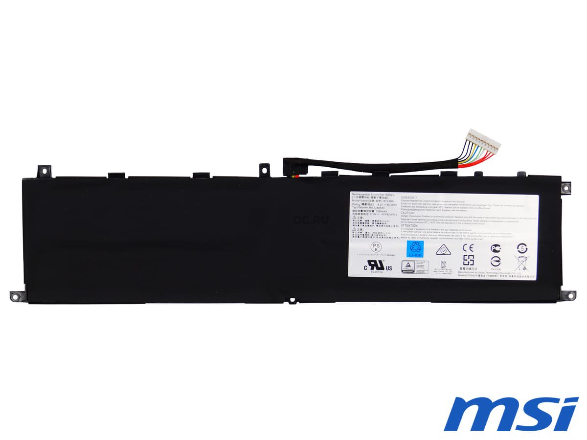 Аккумулятор BTY-M6L-A для ноутбука MSI 15.2V 81Wh 5380 mAh