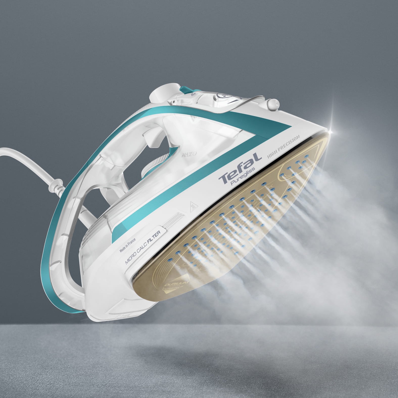 Утюг Tefal Puregliss FV8044E0 бело-голубой - ForteMarket Утюг Tefal Puregliss FV8044E0 бело-голубой купить,0
