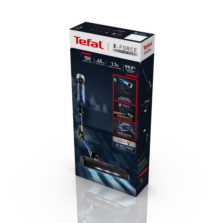 Пылесос Tefal X-Force Flex 9.60 Aqua TY20C4WO черно-синий - ForteMarket Пылесос Tefal X-Force Flex 9.60 Aqua TY20C4WO черно-синий купить,0