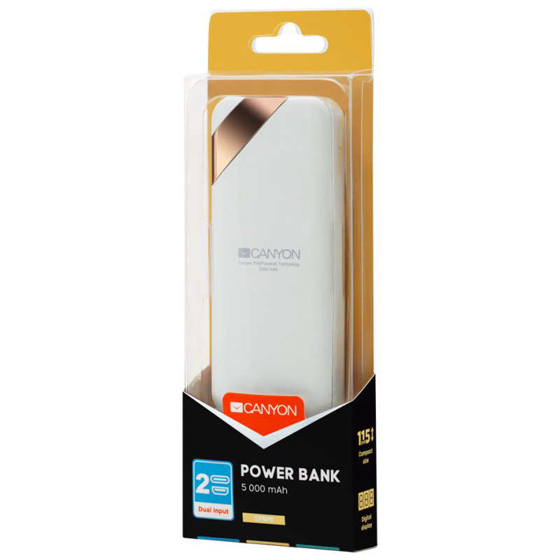 Power Bank Canyon CNE-CPBP5W 5000mAh белый купить,NaN