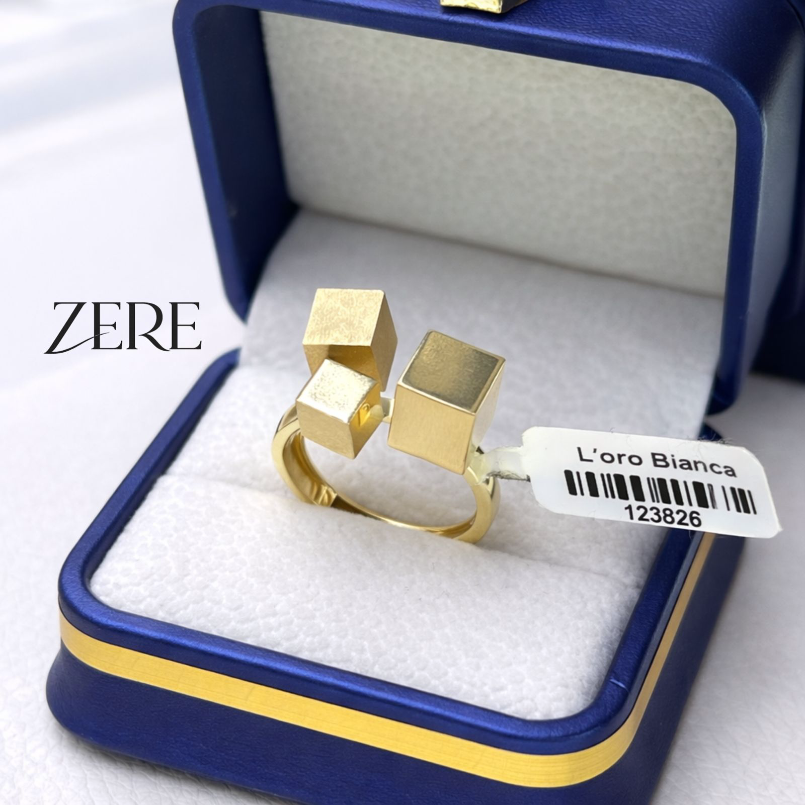 Кольцо Zere геометрия с кубами 18р 3.0гр  купить,291200