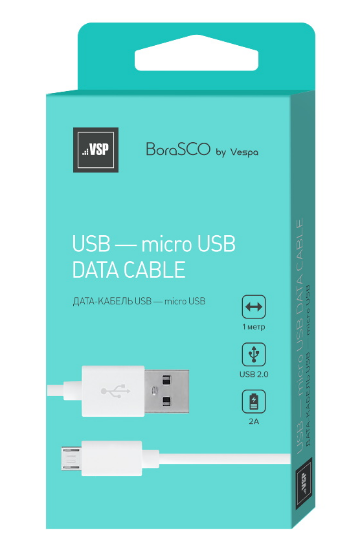 Кабель Micro USB BoraSCO 2A 1m белый